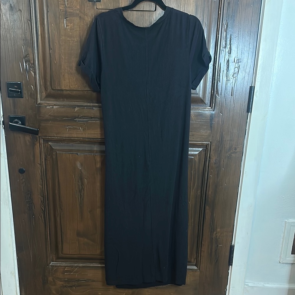 MLM Black Ruched Maxi Dress V-Neck Casual Nursing Dress - Picture 5 of 5